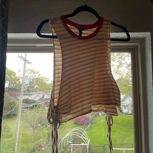 Side tie stripe top
